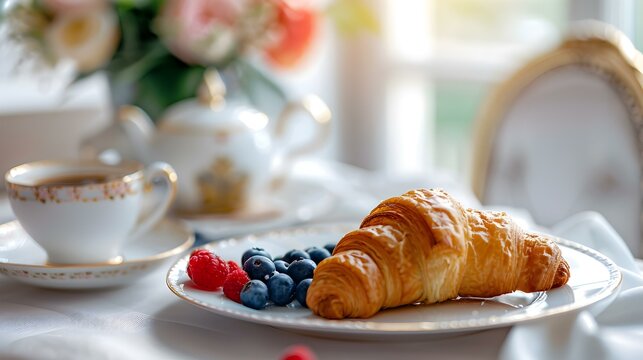 Fresh croissant served for breakfast in a luxury image