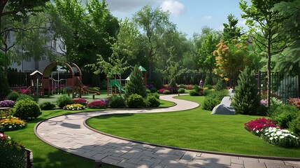 Landscape project for a residential complex with green picture