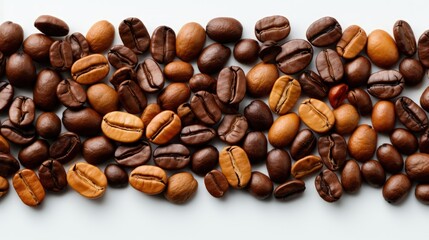 Naklejka premium Fresh Coffee Beans Isolated on a Clean White Background