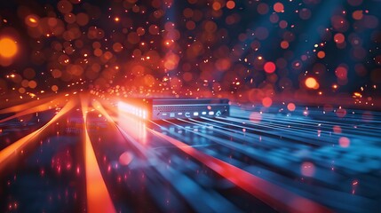 network cable closeup with fiber optical background more in my portfolio. AI generated illustration