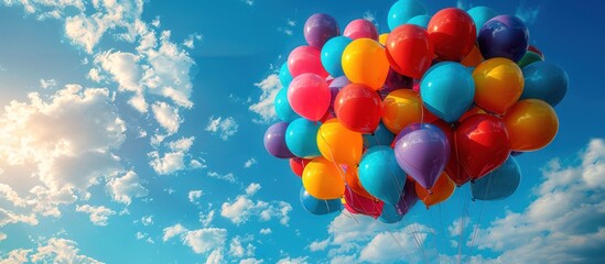 A Colorful Bunch of Balloons Floating in a Blue Sky