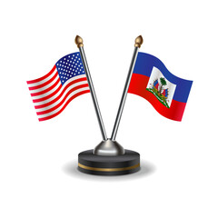 United States (USA) and Haiti table flags relation with background transparent