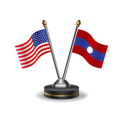 United States (USA) and Laos table flags relation with background transparent