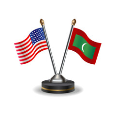 United States (USA) and Maldives table flags relation with background transparent