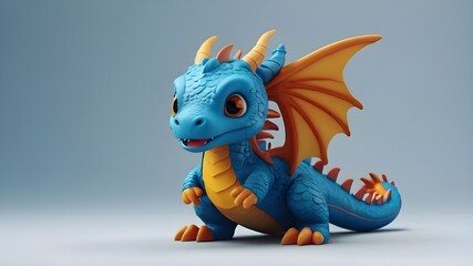 Fototapeta premium blue dragon on white