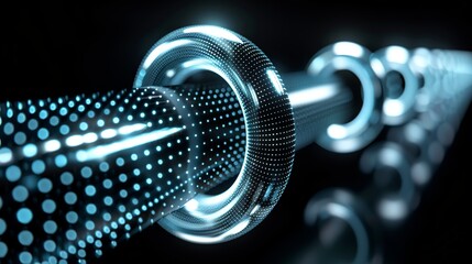 Geometric pattern of interconnected circles with digital elements, symbolizing unity, connection, and collaboration in modern business. Illustration, Image, sci, Science, Technology, Engineering ,