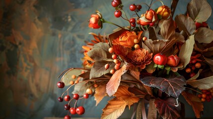 A fall thanksgiving bouquet to decorate a table picture