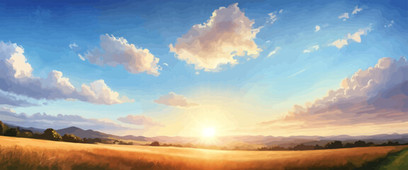 Fototapeta premium Sunrise in a Field of Tall Grass