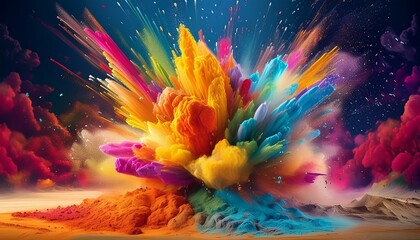 Obraz premium Bursting Beauty: The Art of Exploding Pastel Powder