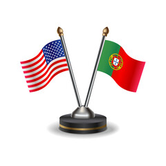 United States (USA) and Portugal table flags relation with background transparent