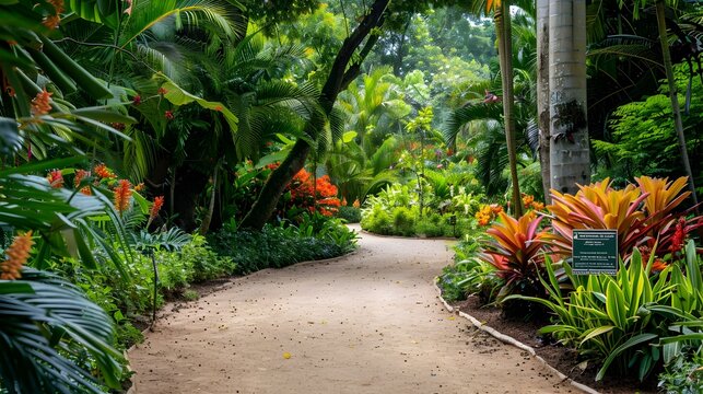 A sandy path in a botanical garden passing image