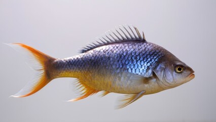 Fototapeta premium a single fish has two teeth and is close to some water,