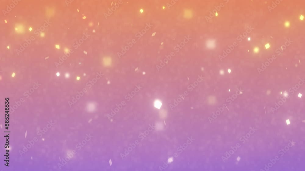 Poster Particles, bokeh and background with abstract, sparkle and dots for motion graphic or design. Light, pattern and texture for wallpaper, backdrop and space with nebula, vaporwave and magic dust