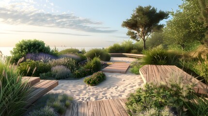 Coastal garden with plants adapted to salt water picture