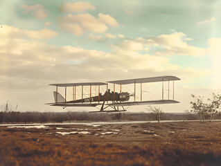 Early aviation milestone: Wright brothers achieve flight success, 