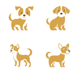 Cute dog icons, puppy logo. Vector cartoon illustration of pet.