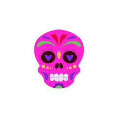 Mexican Day of the Dead, pink sugar skull. Flat style.