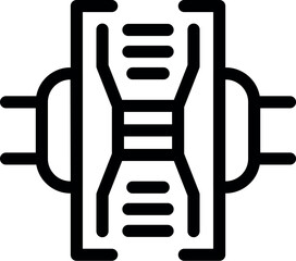 Black outline icon representing a component of an electronic circuit board, useful for explaining electronic concepts