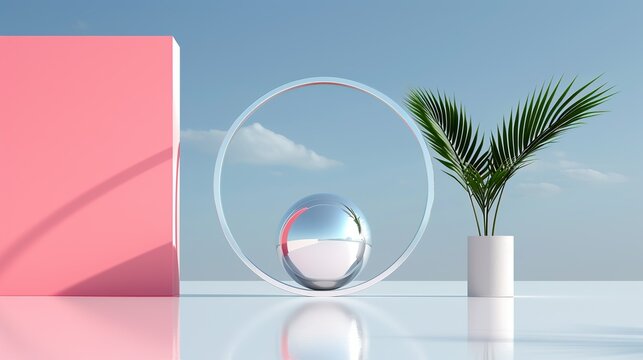 Abstract 3D shapes with a playful and whimsical design, combining geometry with artistic expression. Illustration, Image, , Minimalism,