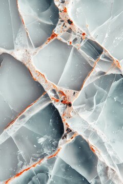 Close-up of white and grey marble with orange veins