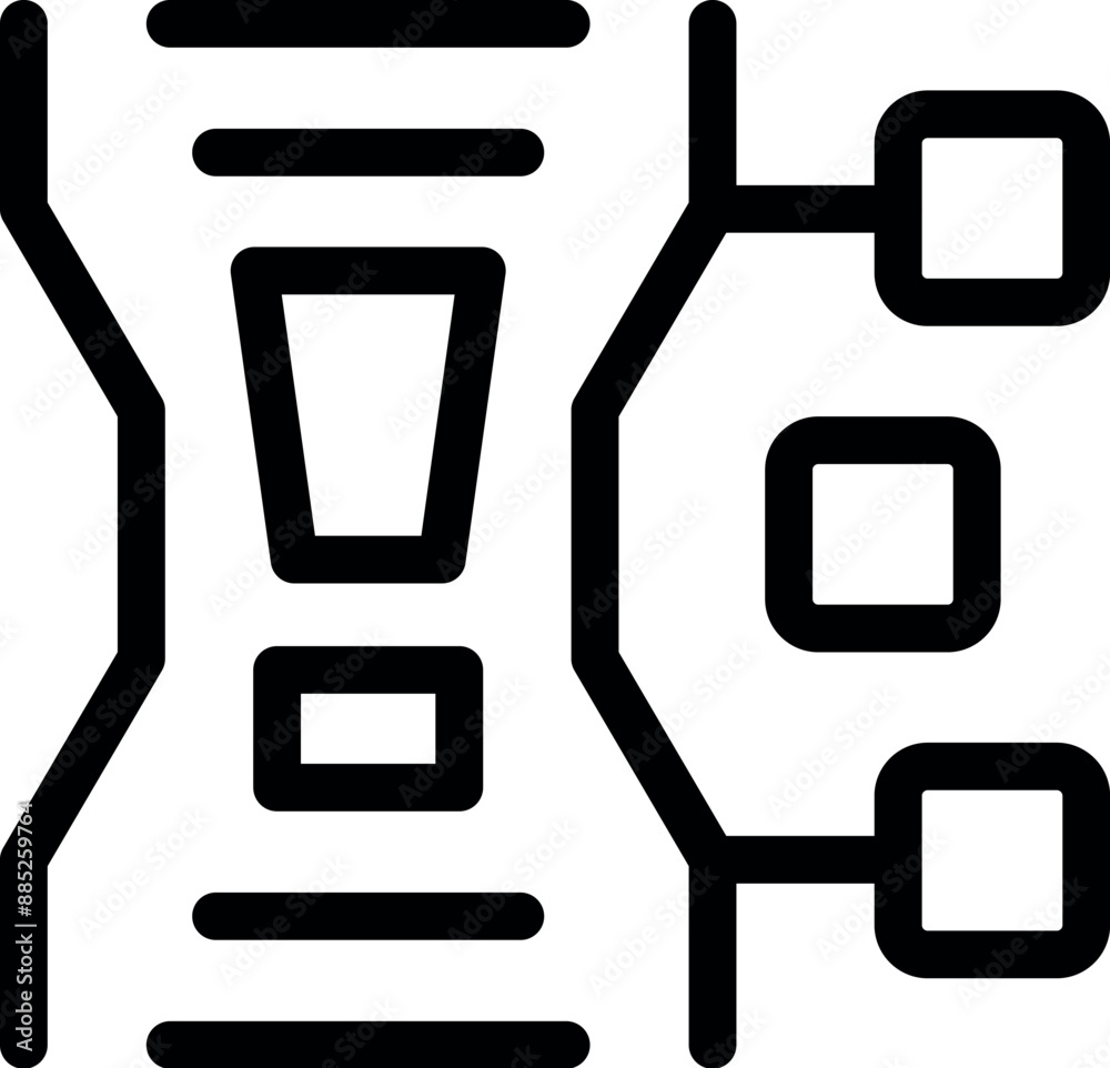 Poster simple line icon of a computer chip showing a warning symbol, indicating a hardware malfunction
