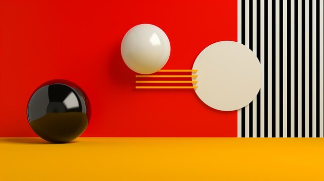 Playful arrangement of colorful geometric shapes and dynamic patterns, suitable for digital art and creative projects. Illustration, Image, , Minimalism,