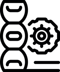 Icon of a dna chain being modified with a cogwheel system, representing genetic engineering