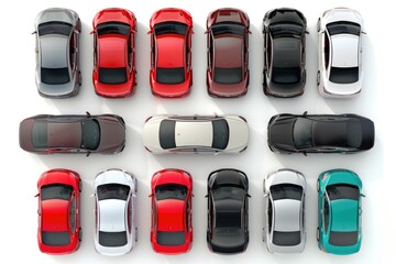 Aerial View Of Car. Cars from Above Illustration Isolated on White Background