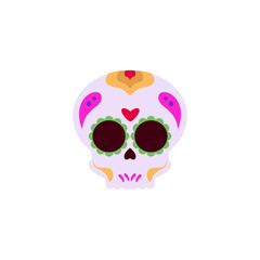 Calavera painted sugar skull vector, Mexican dia de los muertos, decorative cranium with floral pattern, Day of the dead