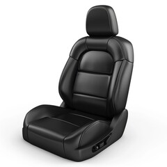 3d rendering black leather car seat isolated on white background