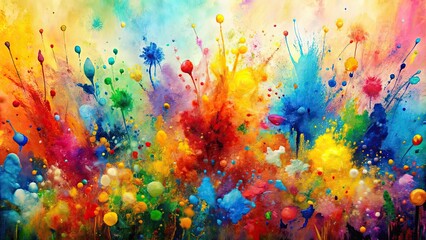 Fototapeta premium Abstract painting with random harmonious splashes of paint evoking spontaneity, abstract, art, painting