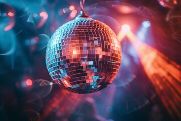 Obraz premium Glamorous disco ball illuminated at vibrant party night
