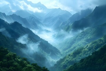 Obraz premium Emotional and beautiful wallpaper scenery of a wide lake in deep and lush mountains