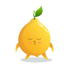Vector illustration cartoon kissing lemon