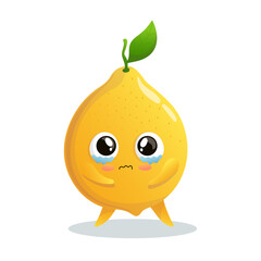Vector illustration cartoon crying lemon