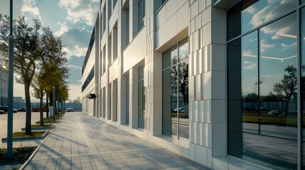 Obraz premium Facade with decorative inserts of the administrative building picture