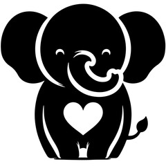 Cute elephant silhouette vector illustration set featuring playful and adorable designs with hearts and balloons, Perfect for creative and child-friendly design projects Adorable baby elephant