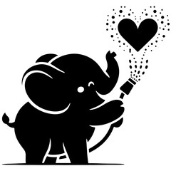 Cute elephant silhouette vector illustration set featuring playful and adorable designs with hearts and balloons, Perfect for creative and child-friendly design projects Adorable baby elephant