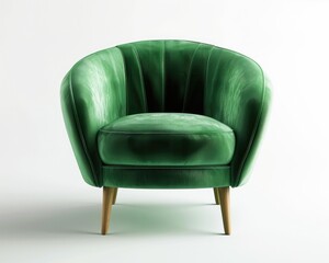 Fototapeta premium Furniture Chair. Isolated 3D Rendering of Modern Green Velvet Chair for Office