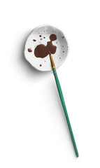 Green Ceramic Small Plate with Watercolor Brush