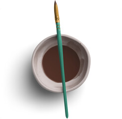 Green Ceramic Bowl with Watercolor Brush