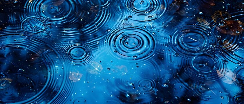 This is an emotional image of dropping something into calm water on a rainy day to create waves.