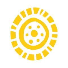 Cute doodle sun shine. Doodle sun sketch illustration. Hand drawn cute orange sun set. Scribble doodle children drawn style. Vector illustration