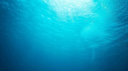 Sunlight pierces through the deep blue water, creating a serene underwater scene
