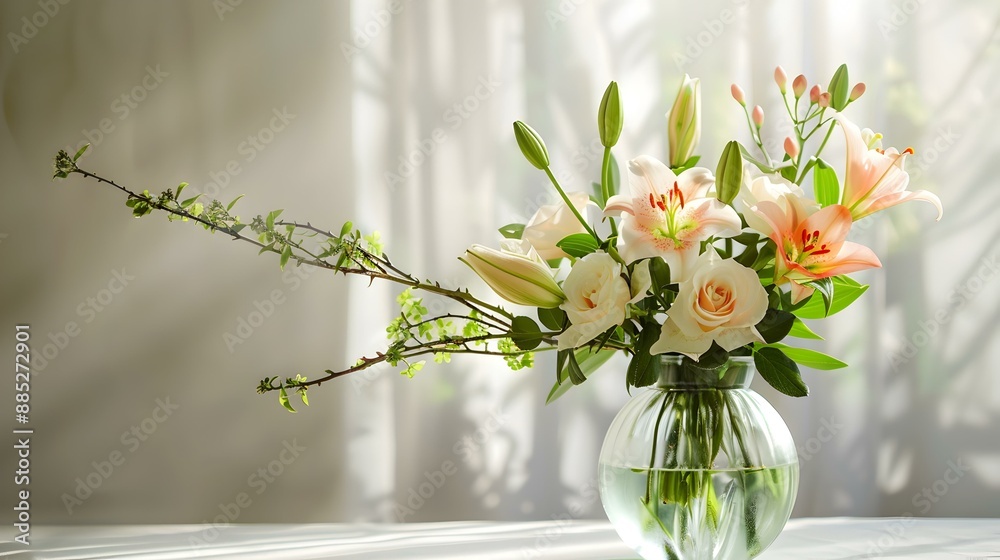 Canvas Prints Flower arrangement in a glass vase with lilies img