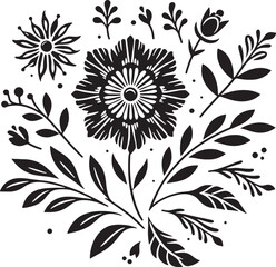 Editable Flower Decoration Elements Silhouette Vector Design