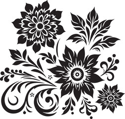 Editable Flower Decoration Elements Silhouette Vector Design