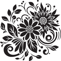 Editable Flower Decoration Elements Silhouette Vector Design