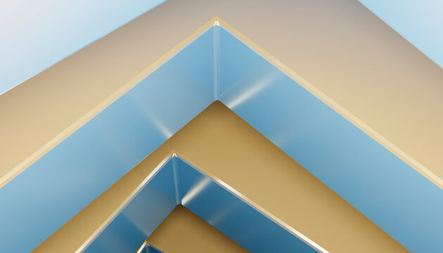 3D rendering of abstract geometric shapes over blue background