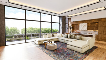 Furniture arranged neatly in modern living room